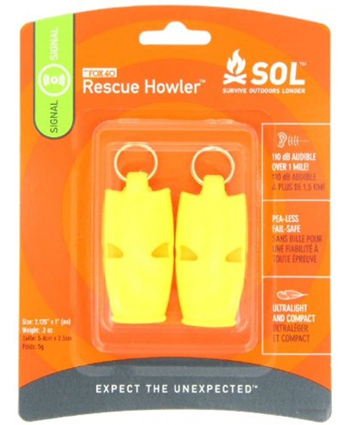 S.O.L. Survive Outdoors Longer Rescue Howler Whistle 2-Count 0140-1002