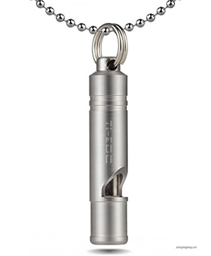 TI-EDC Titanium Emergency Whistle Loud Portable Keychain Necklace Whistle for Emergency Survival Life Saving Hiking Camping and Pet Training