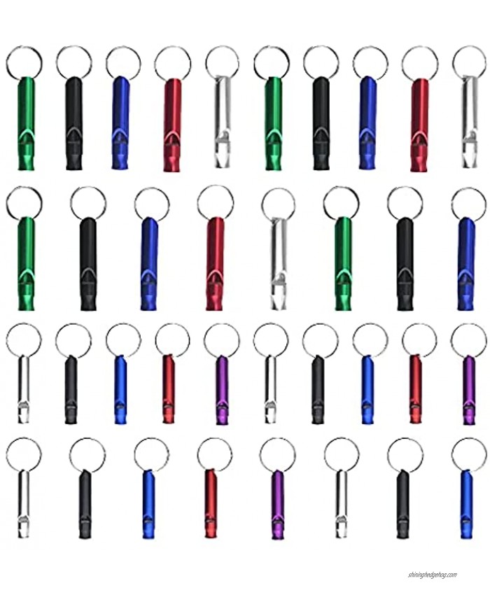 XINMEIWEN 36Pcs Extra Loud Aluminum Whistles 2 Sizes Emergency Survival Whistle with Key Chain for Sports Training Camping Hiking Outdoor and Emergency Situations