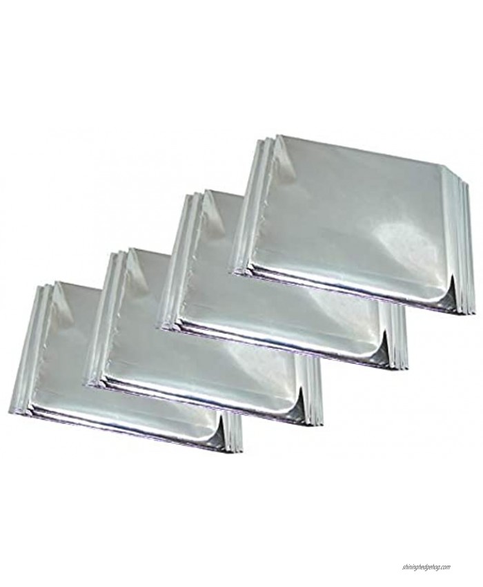 Bytiyar 4 Packs 62 x 82 Reflective Emergency Survival Mylar Space Blanket Heat Tent Cover Large Silver