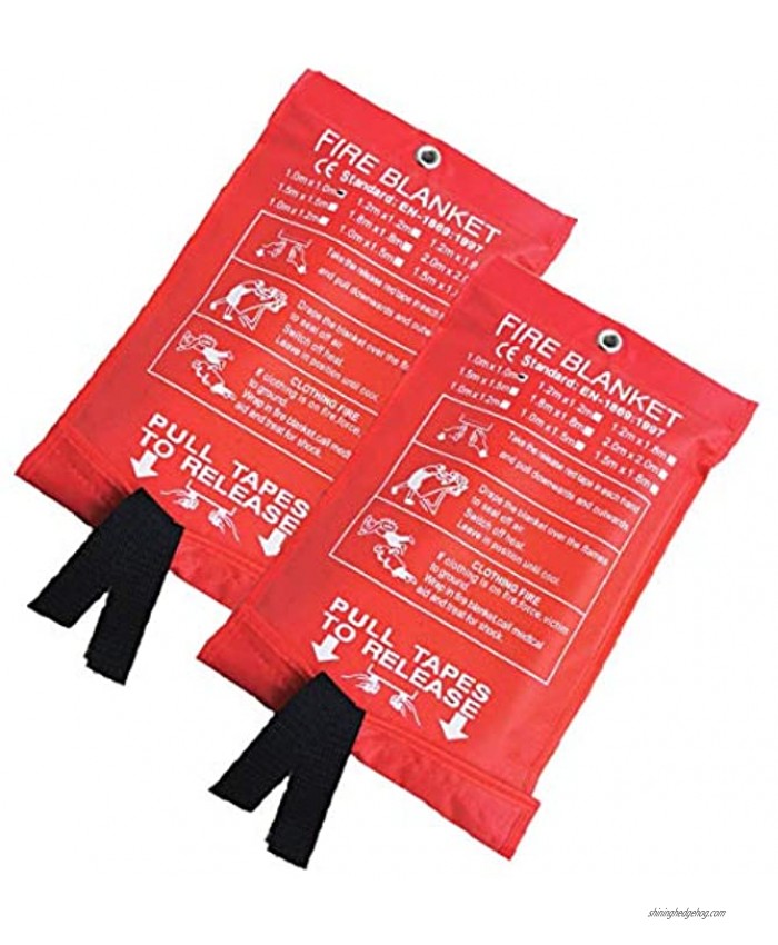 Gugou Fire Blanket Fiberglass Fire Emergency Blanket Suppression Blanket Flame Retardant Blanket Emergency Survival Safety Cover for Kitchen,Fireplace,Car,Office,Warehouse 2 Pack 39.3X 39.3 inch