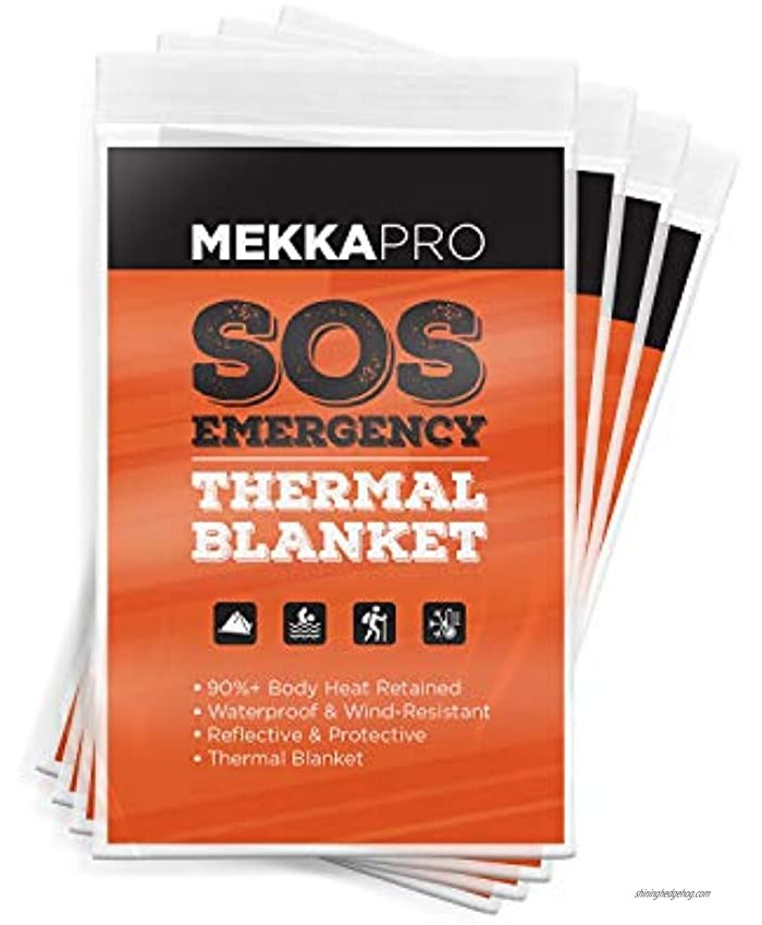 MEKKAPRO Emergency Mylar Thermal Blankets 4-Pack Copper Orange Pocket Sized for Emergencies Camping Outdoors Hiking Survival First Aid