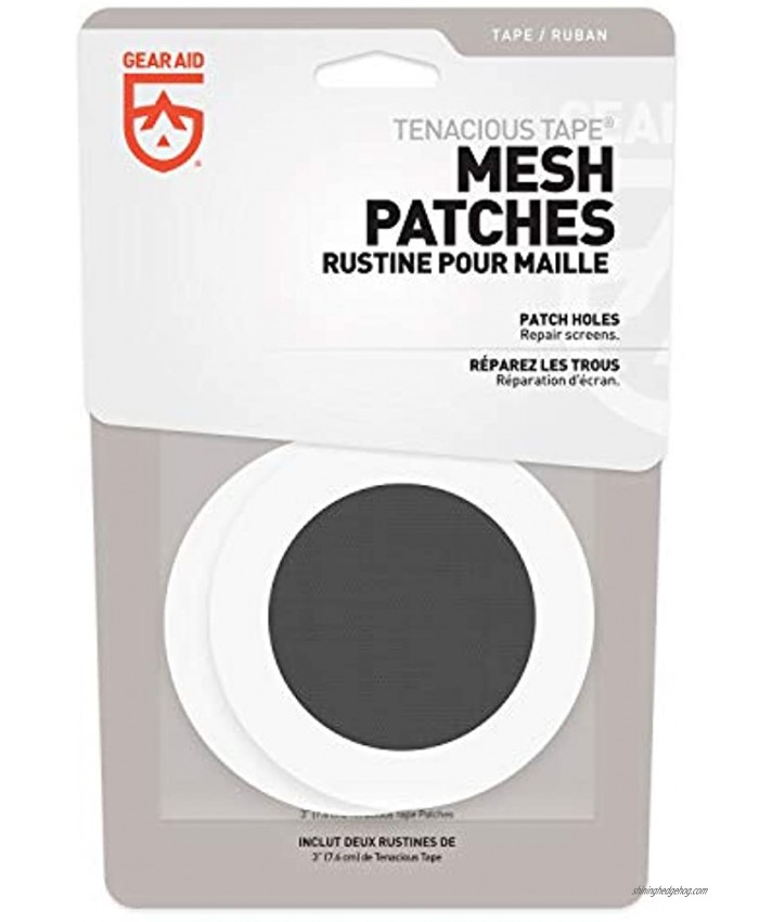GEAR AID Tenacious Tape Mesh Patches for Tent and Bug Screen Repair 3” Rounds Black Mesh