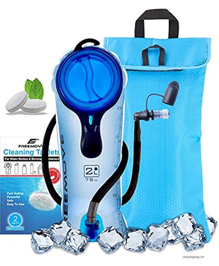 FREEMOVE Hydration Bladder and Cooler Bag 2L or 3L> Keeps Drink Cool and Protects Bladder < Leak Proof Water Reservoir Tasteless & BPA Free Premium TPU Material Quick Release Tube & Shutoff Valve